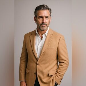 Brooks Brothers Mens Blazer Sz 44L Tan Luxury 100% Camel Hair Brushed Flannel